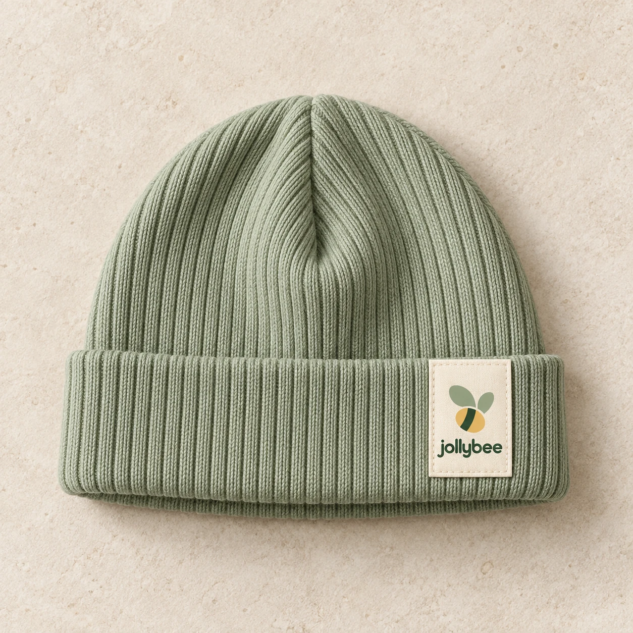 Jollybee sage ribbed beanie, product view
