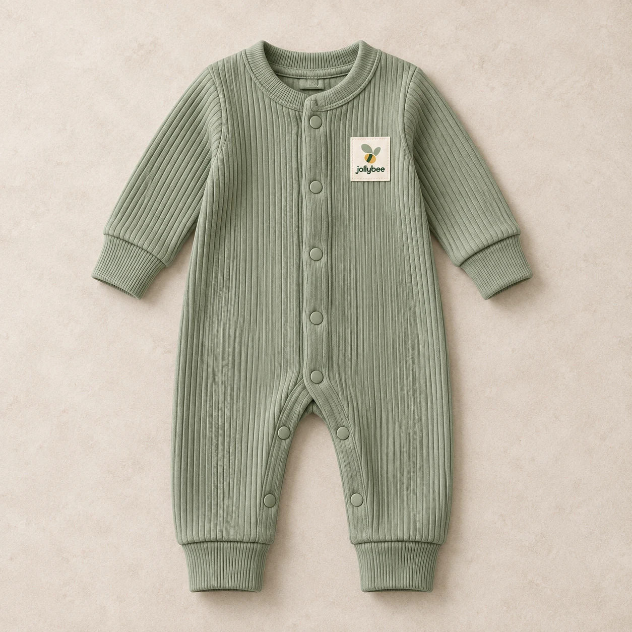 Jollybee sage ribbed sleepsuit, product view